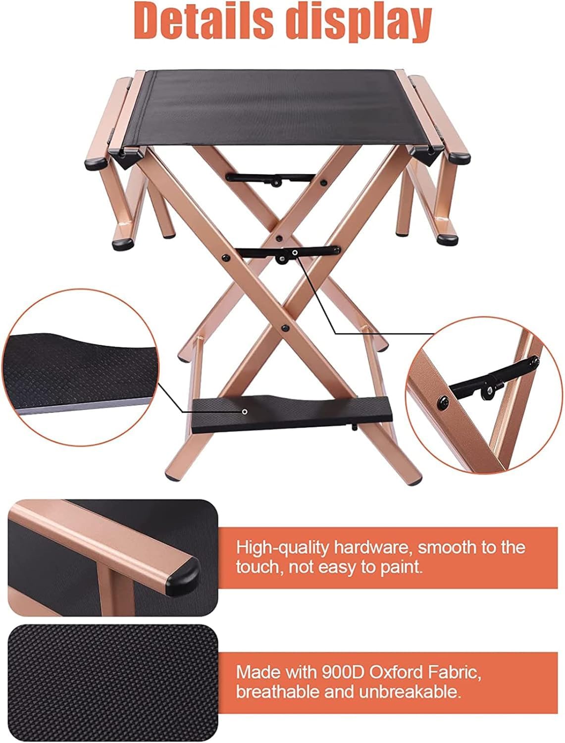 Folding Director Chair with Footrest, 300lbs Capacity V8355