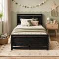 Twin Bed Frame with Headboard and Under-Bed Storage, Black Z757347