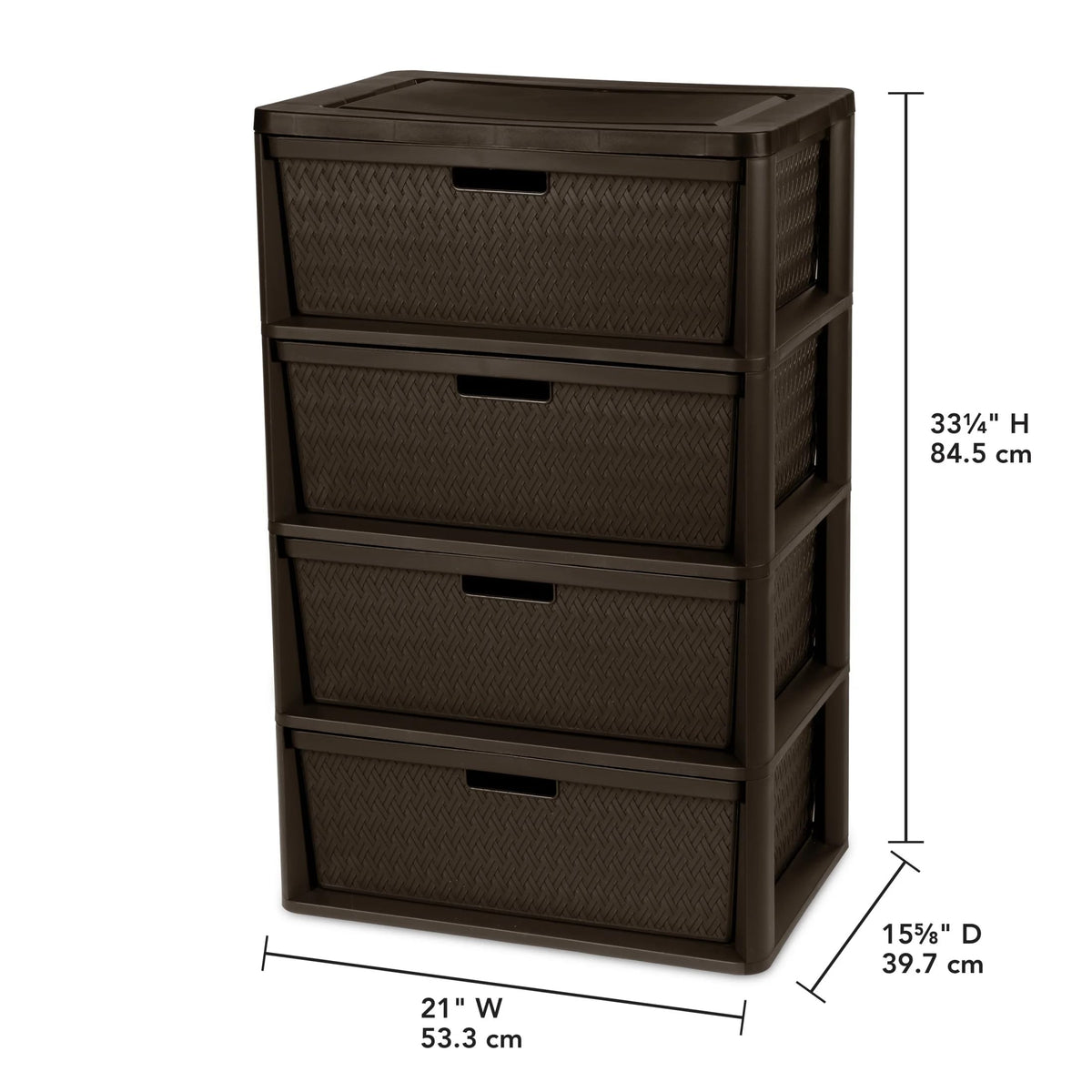Brown 4 Drawer Plastic Storage Tower L5445