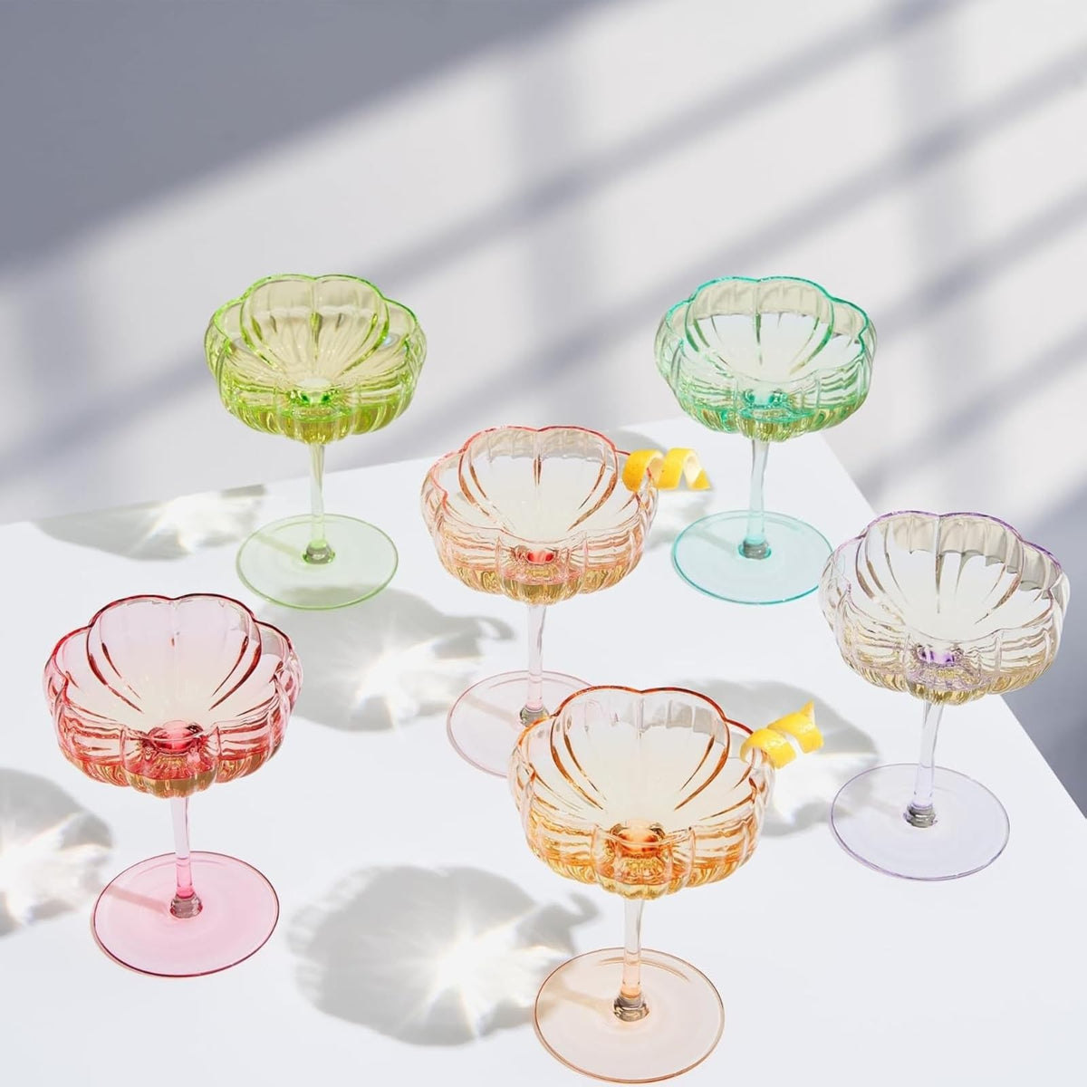 Vintage Wavy Glass Coupes Set of 6 I8702