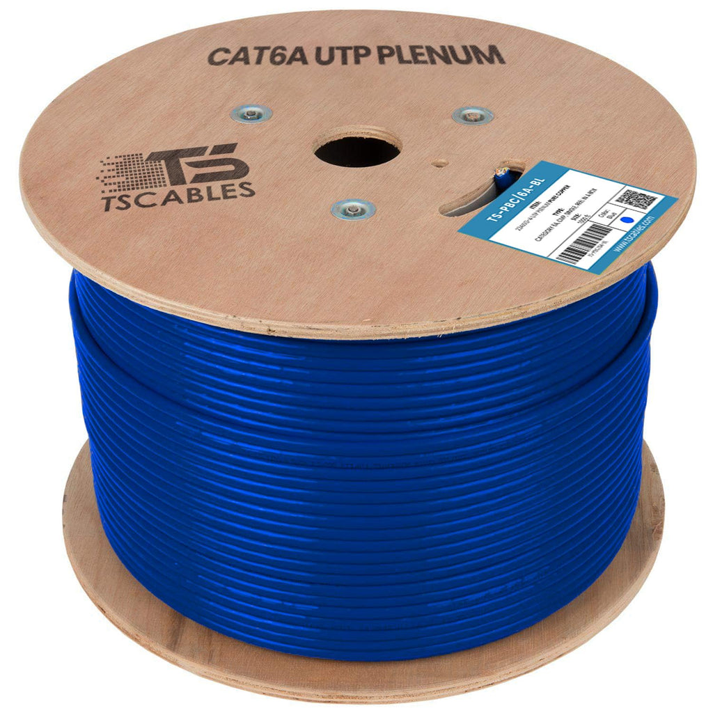 Cat6A Plenum 1000ft 23AWG UTP Solid Bare Copper Blue G160826