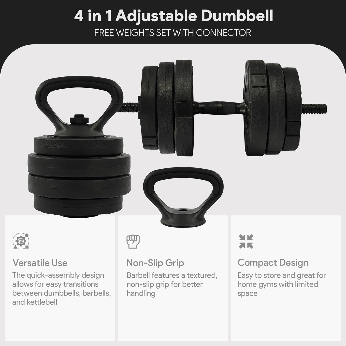 Adjustable Dumbbell Set 60 Lbs Black A1651