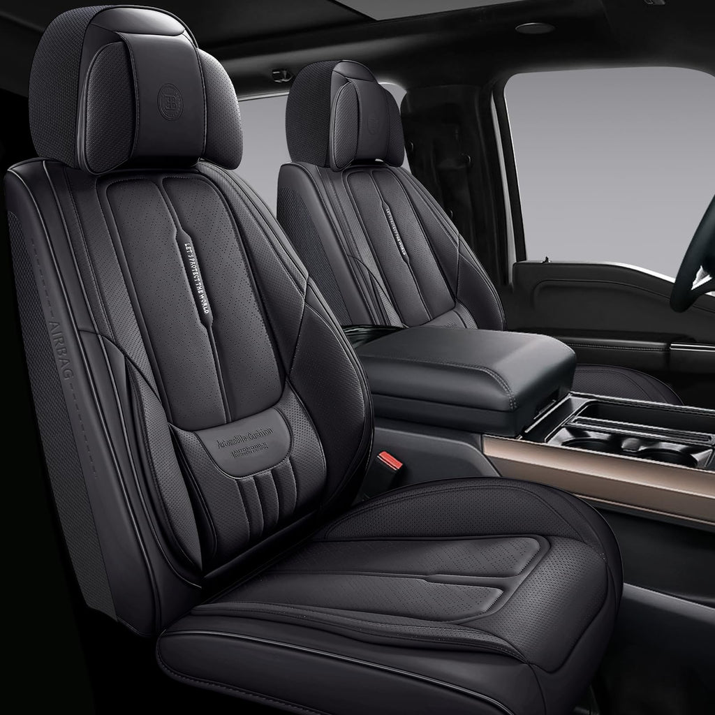Black Leather 5-Seats Car Seat Covers O7734