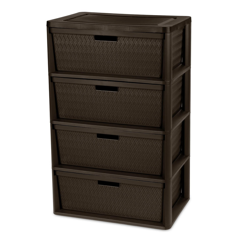 Brown 4 Drawer Plastic Storage Tower L5445