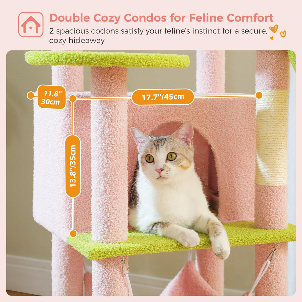 Pink 70” Cat Tree with Hammock P56273