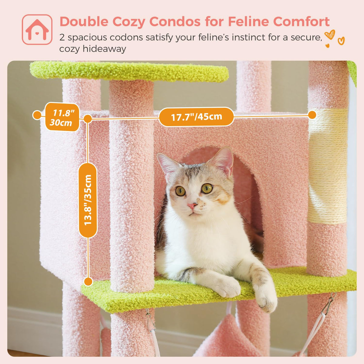 Pink 70” Cat Tree with Hammock P56273