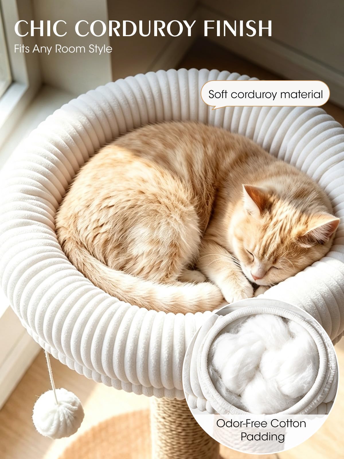 52" Corduroy Cat Tree Tower L5919