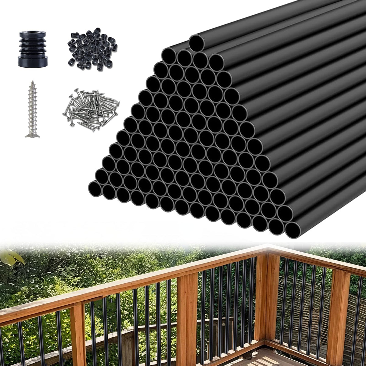 Black Aluminum Deck Balusters 32in x 3/4in 100 Pack L446