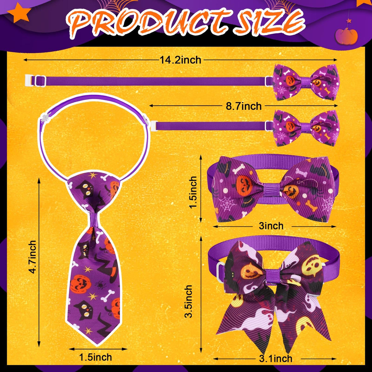240 Pcs Halloween Dog Bows Tie Collars C619775