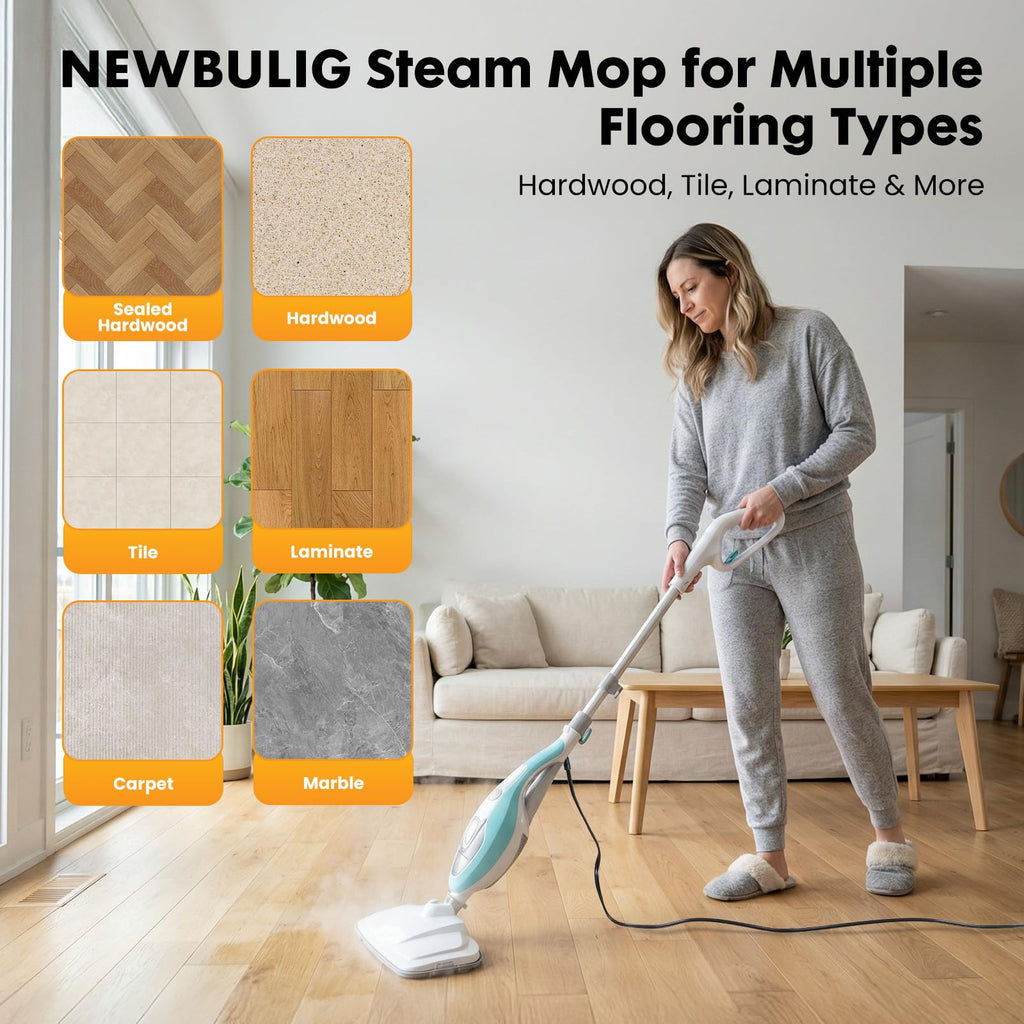 14-in-1 Steam Mop Detachable Handheld Steam Cleaner with 2 Washable Pads Y265671