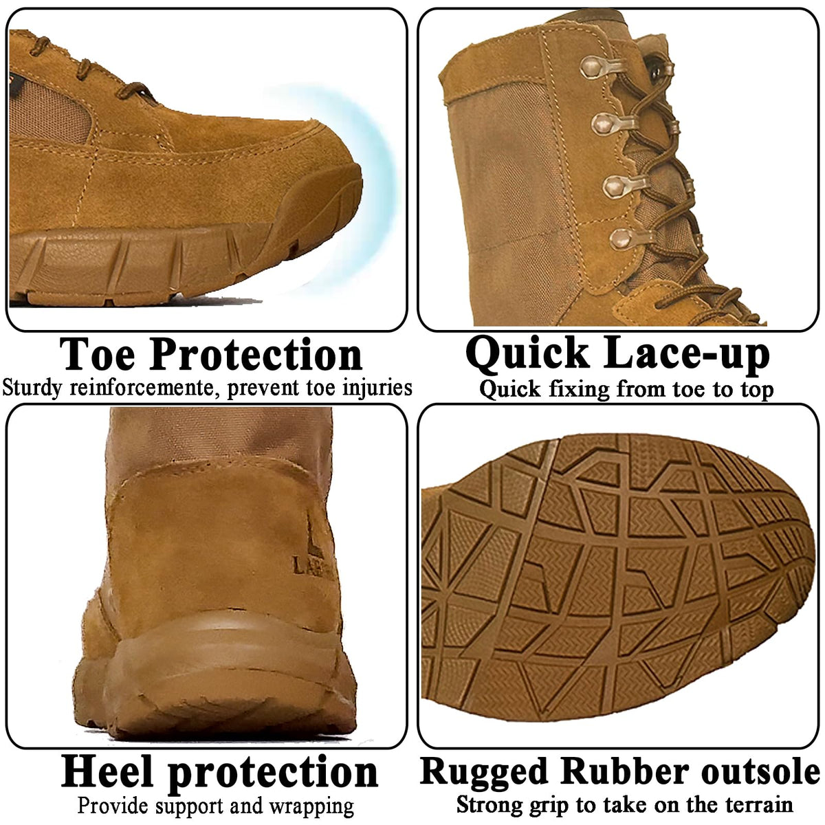 Coyote Brown Lace Up Tactical Boots J6522
