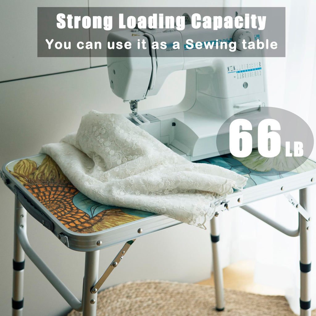 Small Folding Camping Table Aluminum 3 Adjustable Heights G796489
