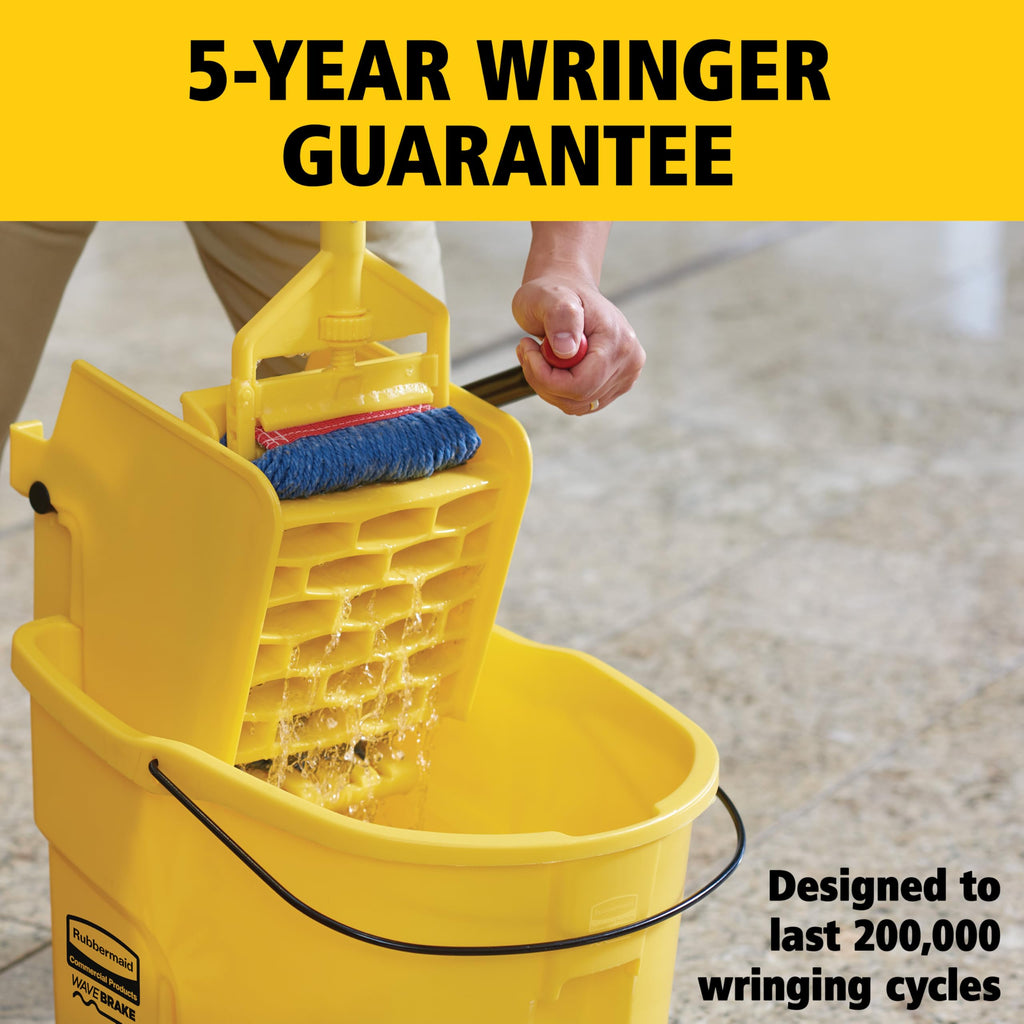 26 Qt. Side-Press Mop Bucket and Wringer Combo on Wheels, Yellow Y711