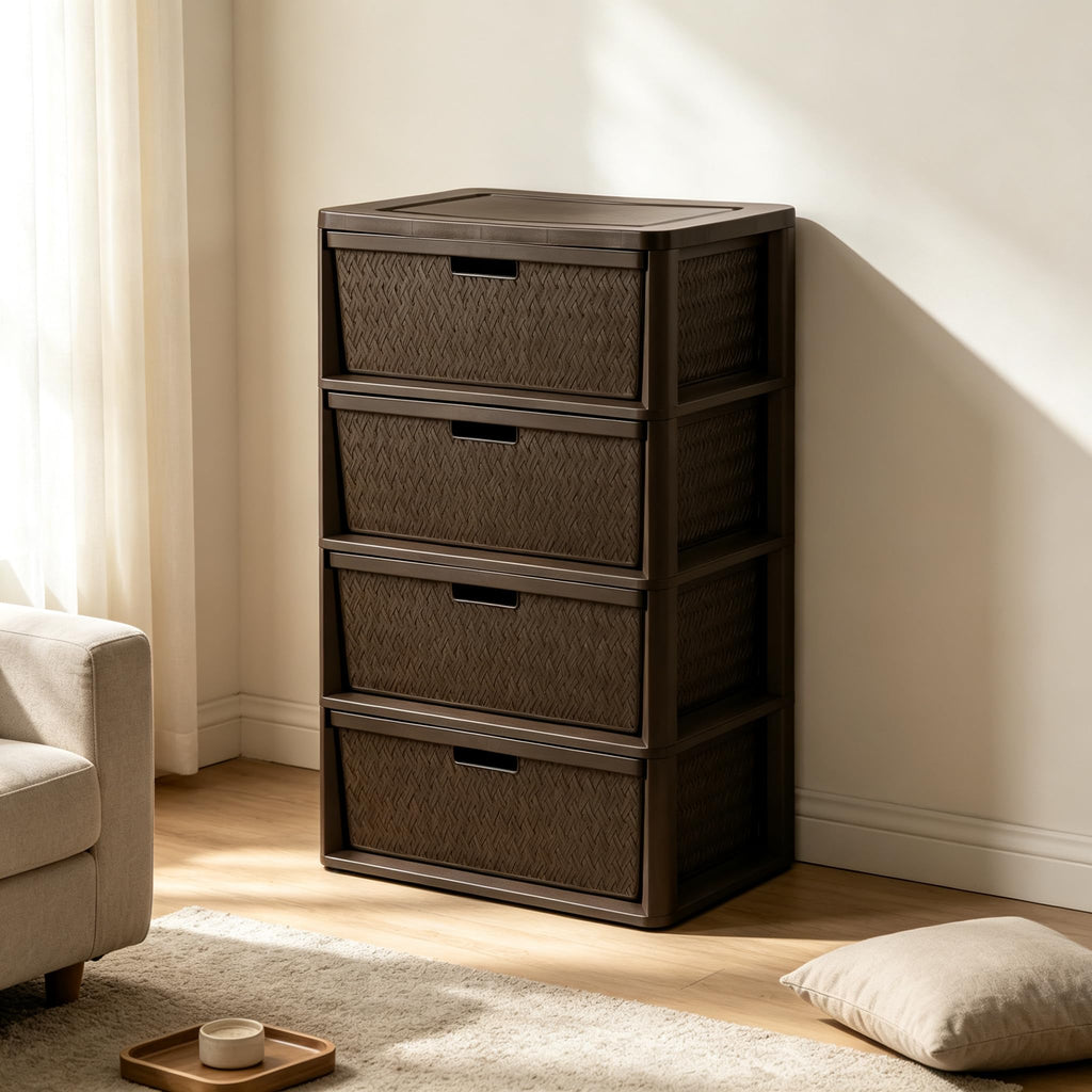 Brown 4-Drawer Storage Tower U476