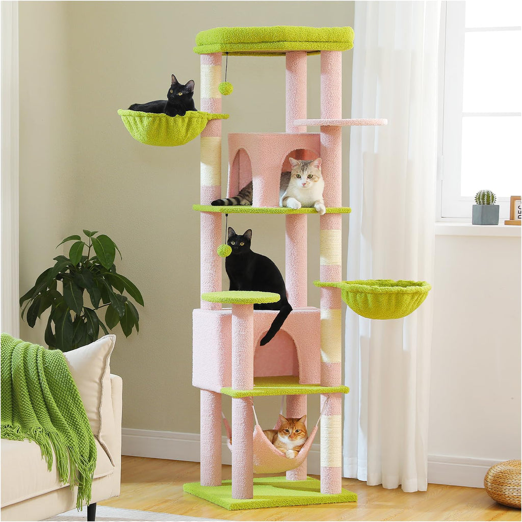 Pink 70” Cat Tree with Hammock P56273