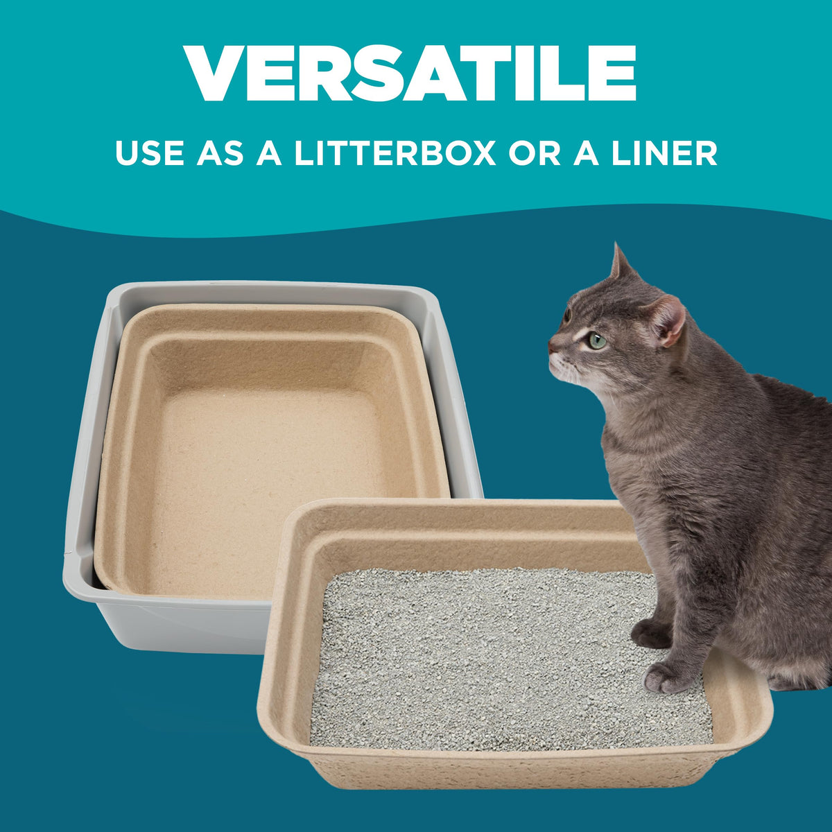Disposable Cat Litter Box 5-Pack Large Biodegradable Recycled Pulp C640741