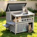 2-Tier Weatherproof Wooden Outdoor Cat House J57909