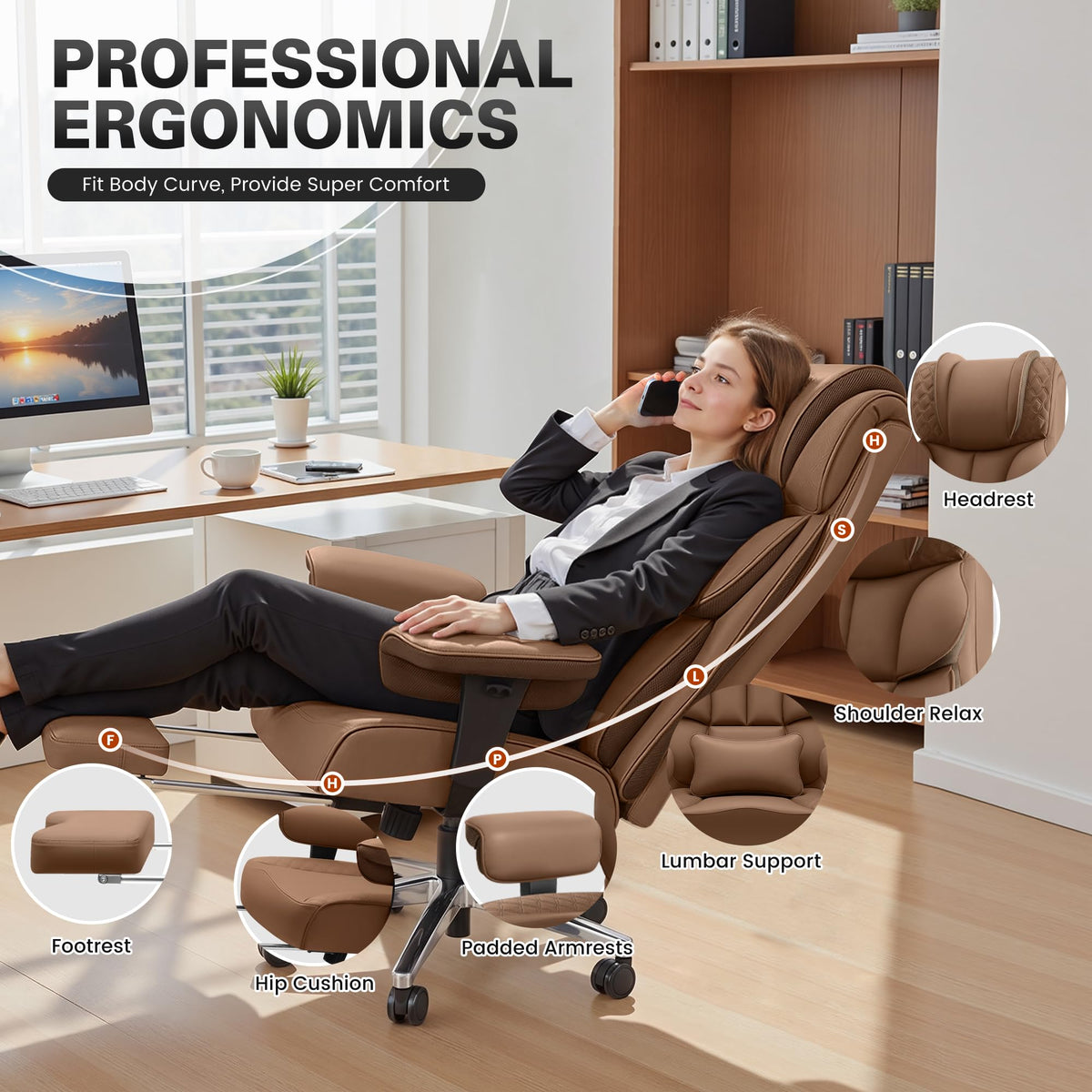 Big and Tall Leather Gaming Chair with Footrest F427221