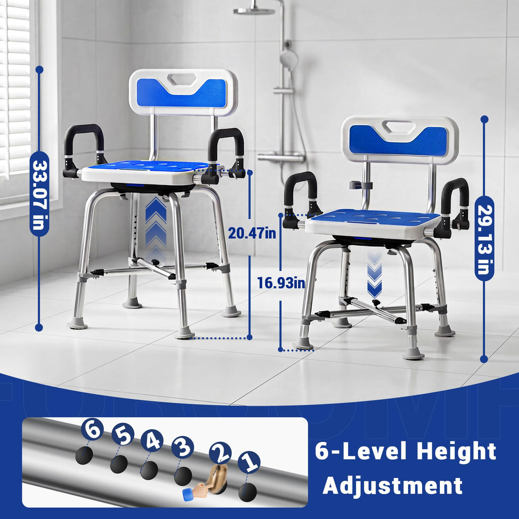 360° Swivel Shower Chair, 500 lbs Capacity, Height Adjustable M510771