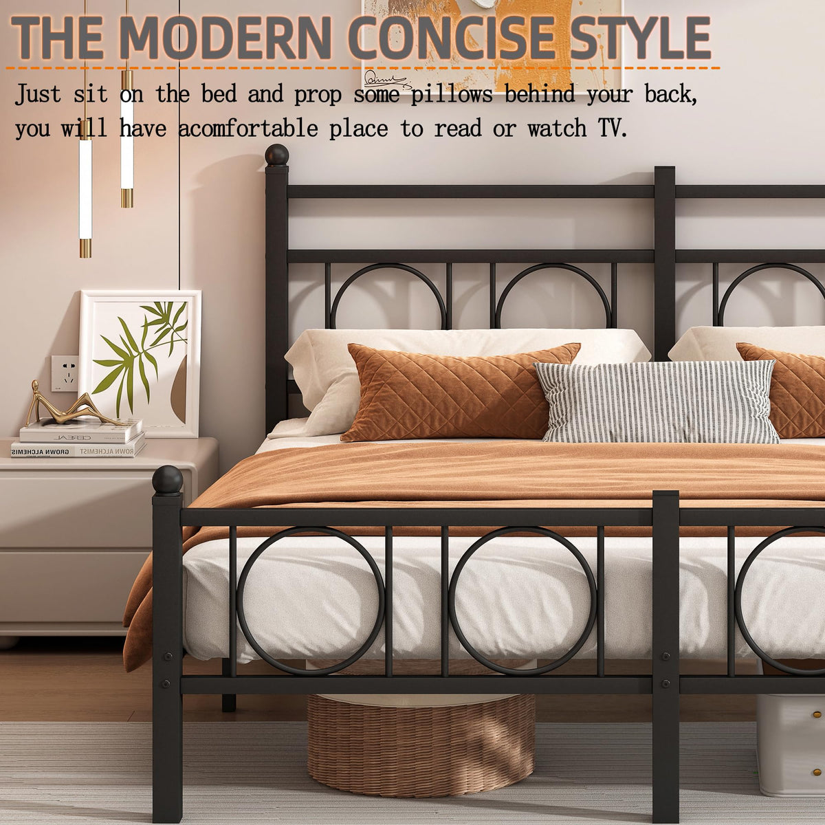 Black Full Bed Frame with Headboard H8083