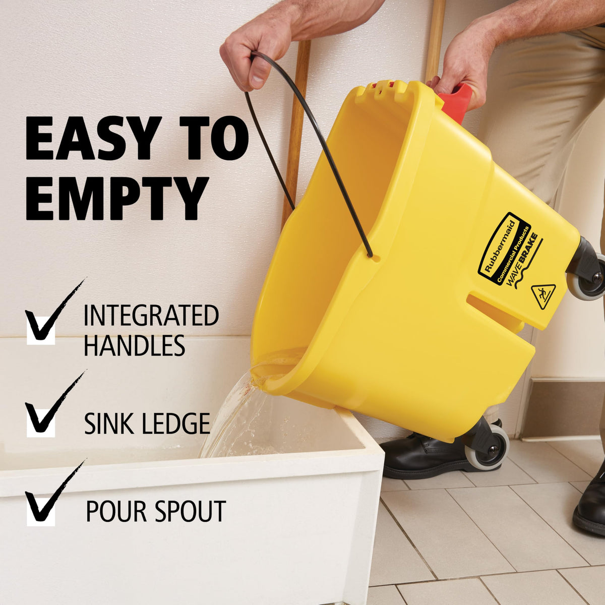 26 Qt. Side-Press Mop Bucket and Wringer Combo on Wheels, Yellow Y711