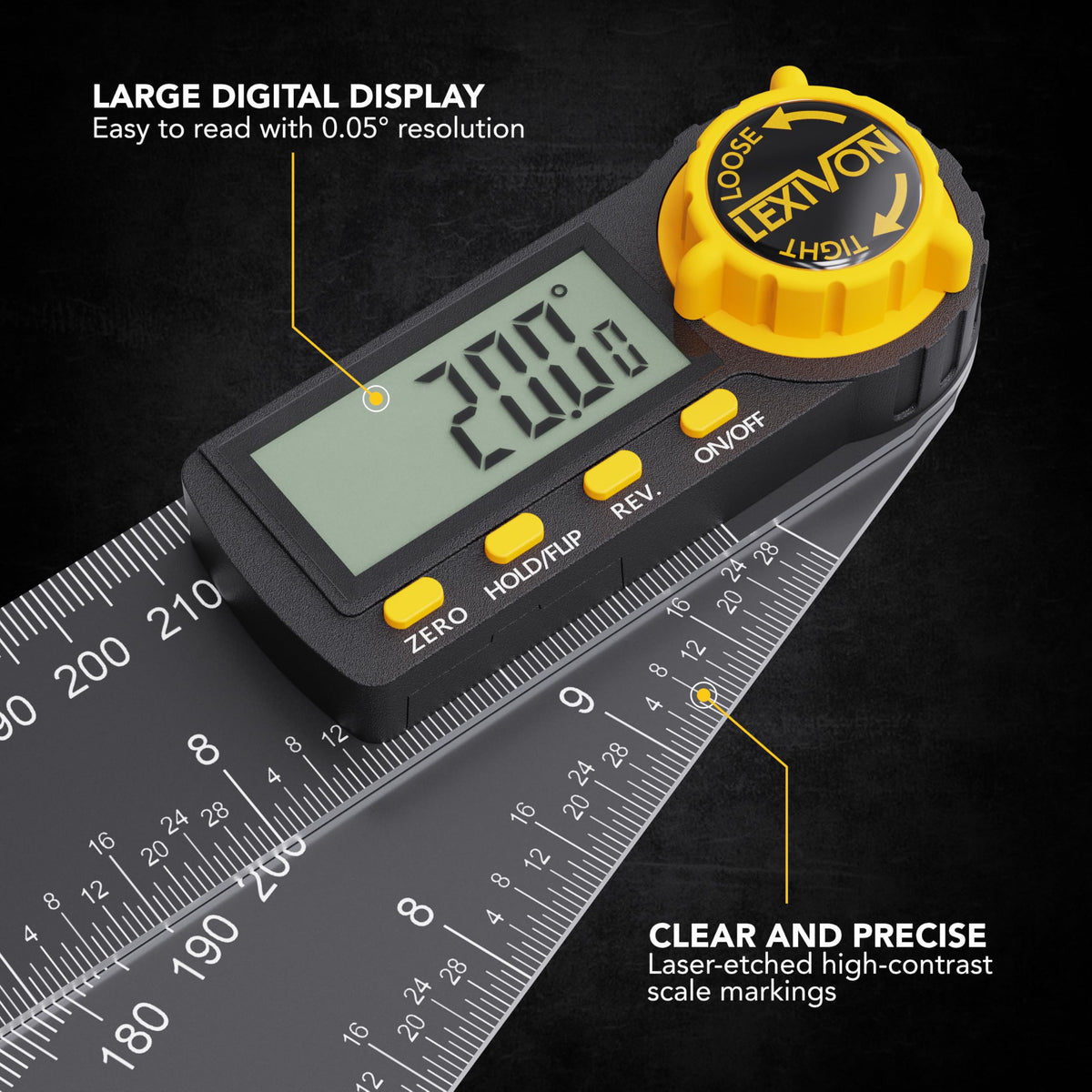 Aluminum Digital Angle Finder Gauge 10-inch 250mm Protractor F3741