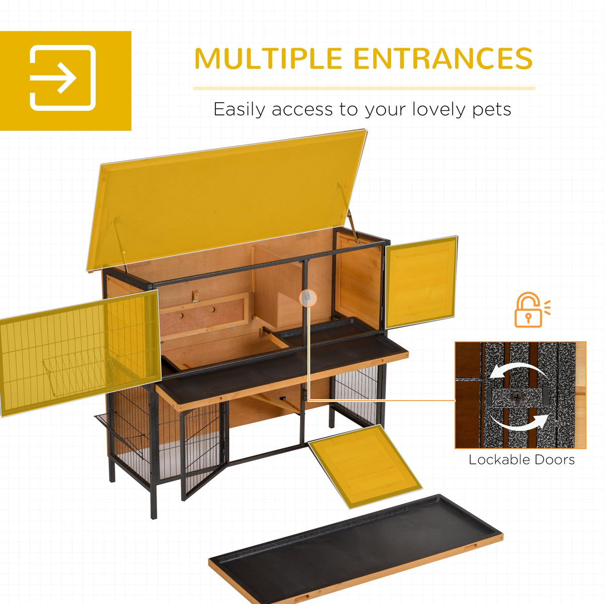 48" 2-Story Rabbit Hutch with Metal Frame W333952
