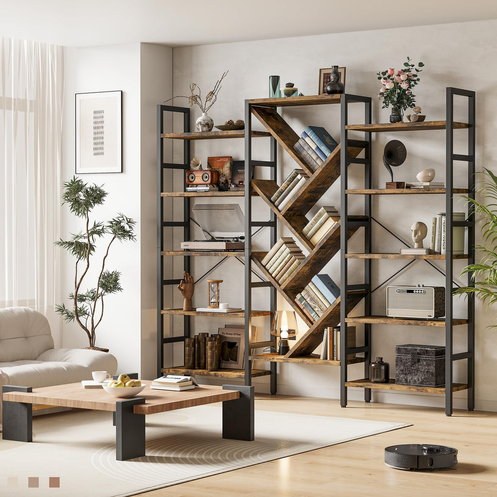 70x70 5 Tier Wooden Bookcase with 17 Open Shelf K385