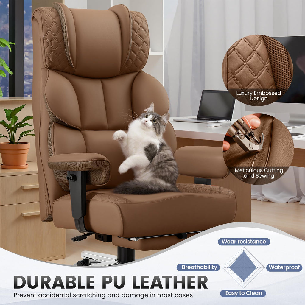 Big and Tall Leather Gaming Chair with Footrest F427221