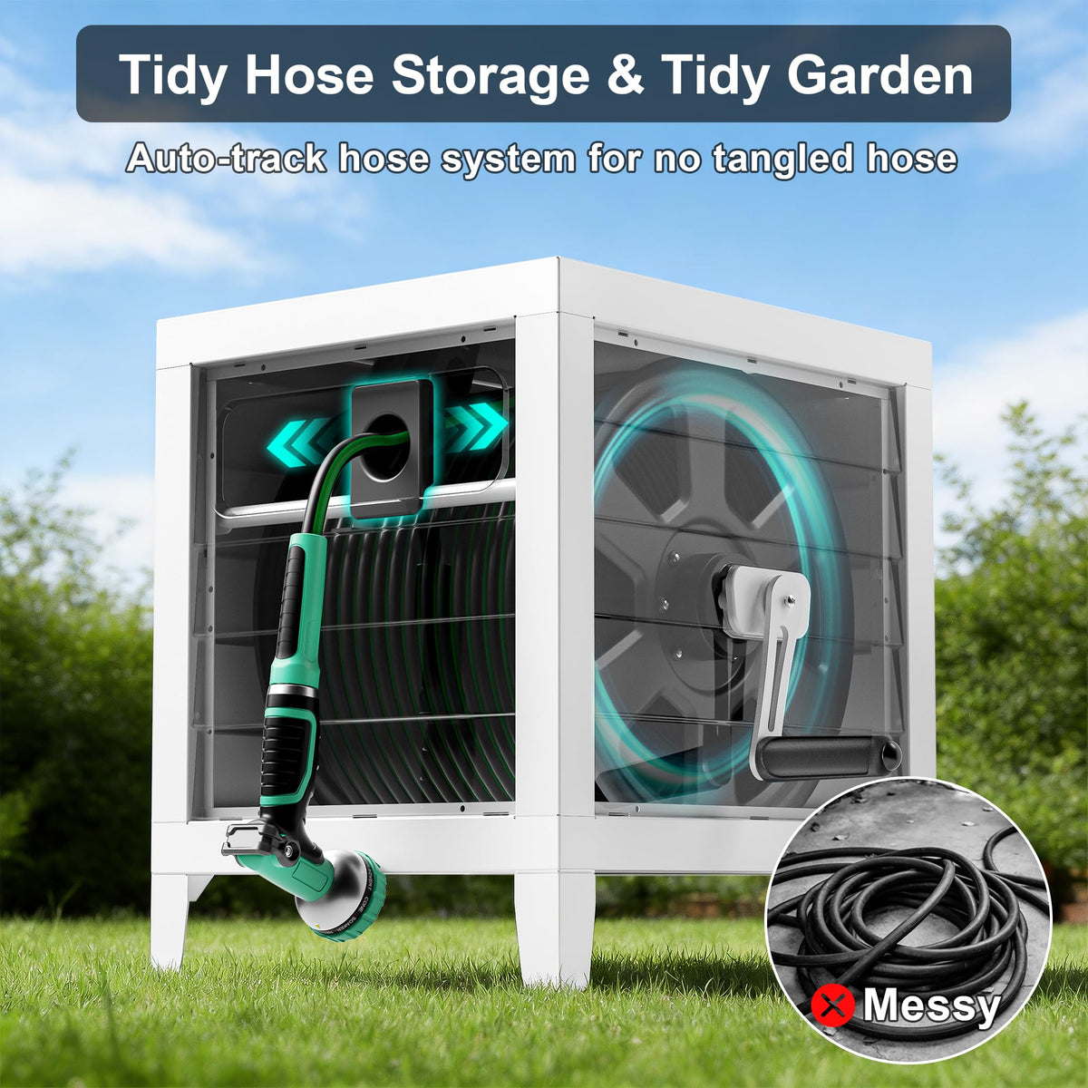 Heavy Duty 150Ft Metal Hose Reel Box U29987