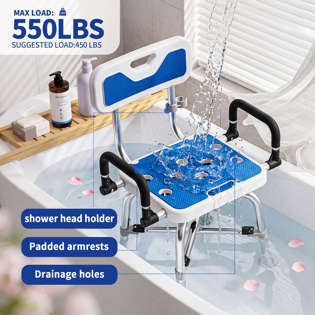 360° Swivel Shower Chair, 500 lbs Capacity, Height Adjustable M510771