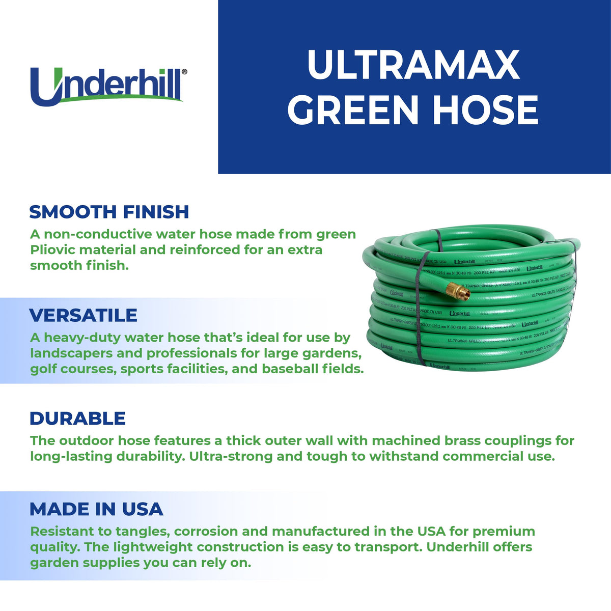 Green 3/4 Inch x 100 ft Garden Water Hose V43301