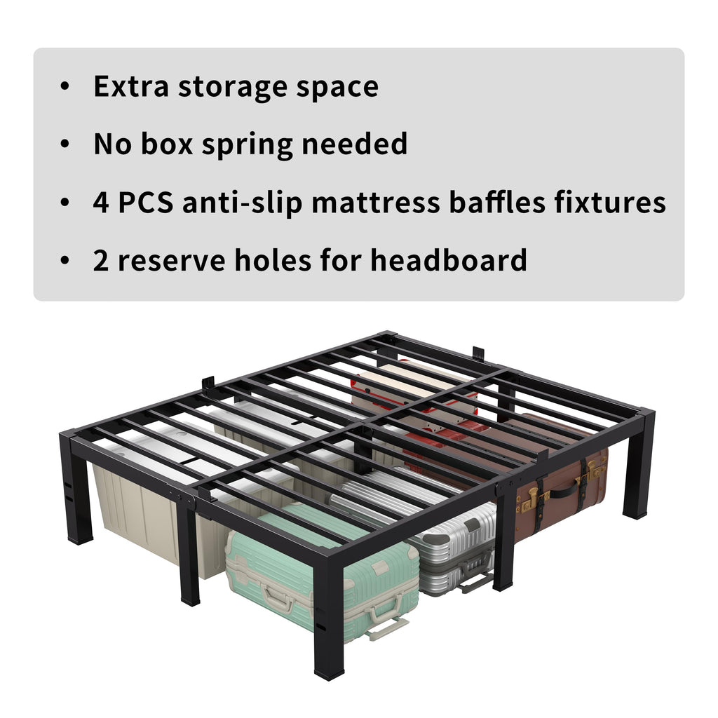 18 Inch King Size Black Metal Bed Frame X93199