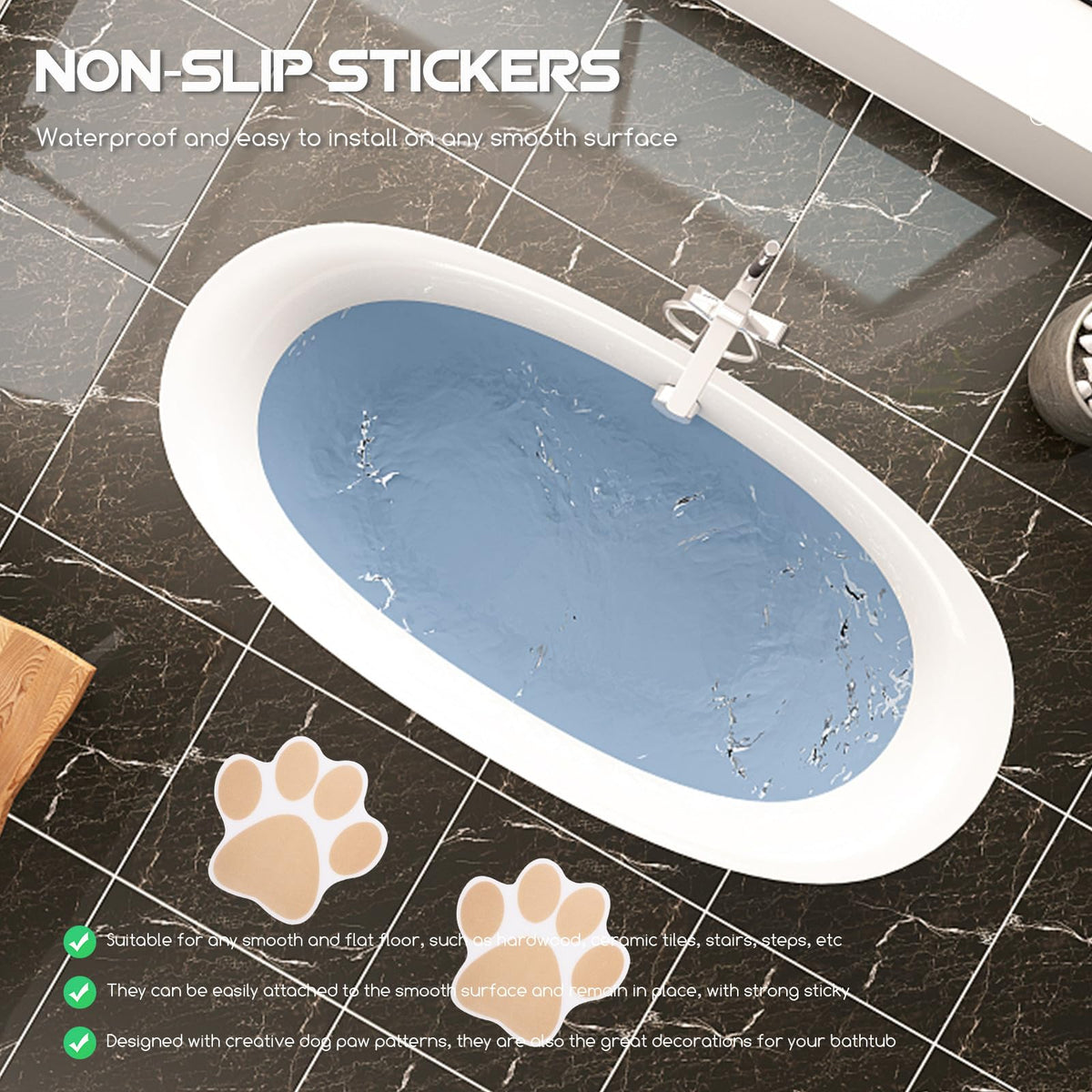Gold Dog Paw Bathtub Sticker 20 Pack G2976