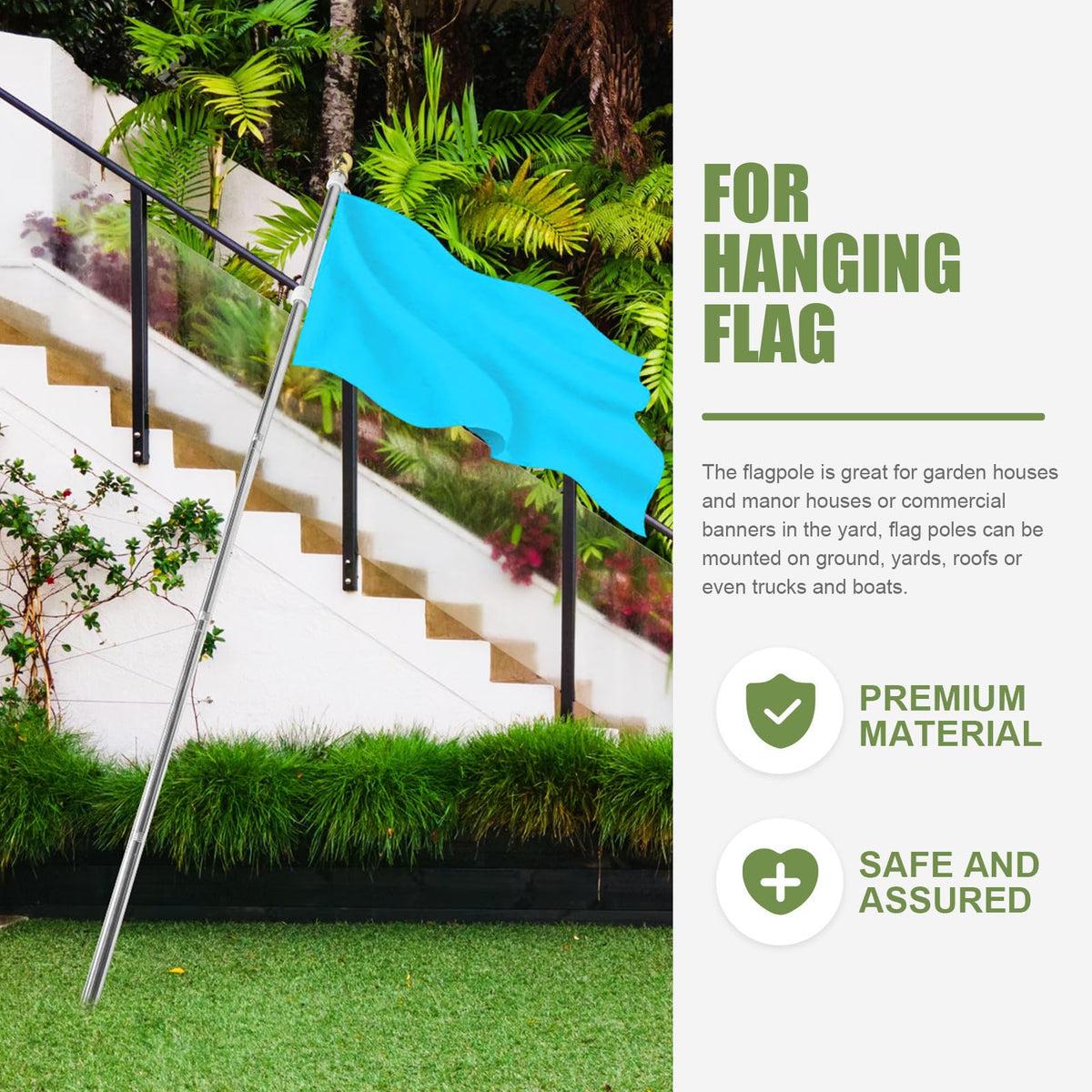 Detachable Flag Pole Kit Stainless Steel Q520804