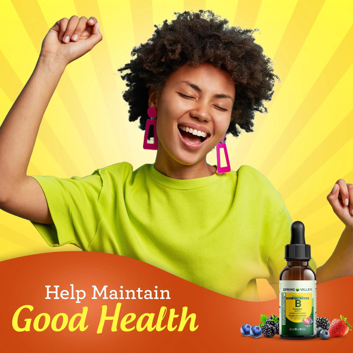 Liquid B-Complex with B12 Sublingual Berry Flavor 2 fl oz D112