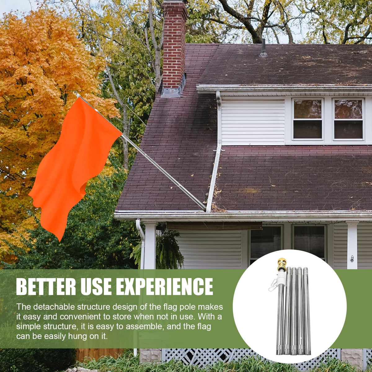 Detachable Flag Pole Kit Stainless Steel Q520804