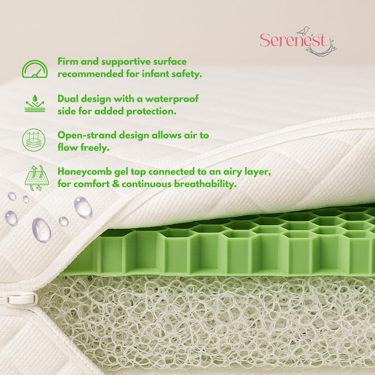 Breathable Baby Crib Mattress & Toddler Bed, Washable, Waterproof, Non-Toxic, Standard Size V22856
