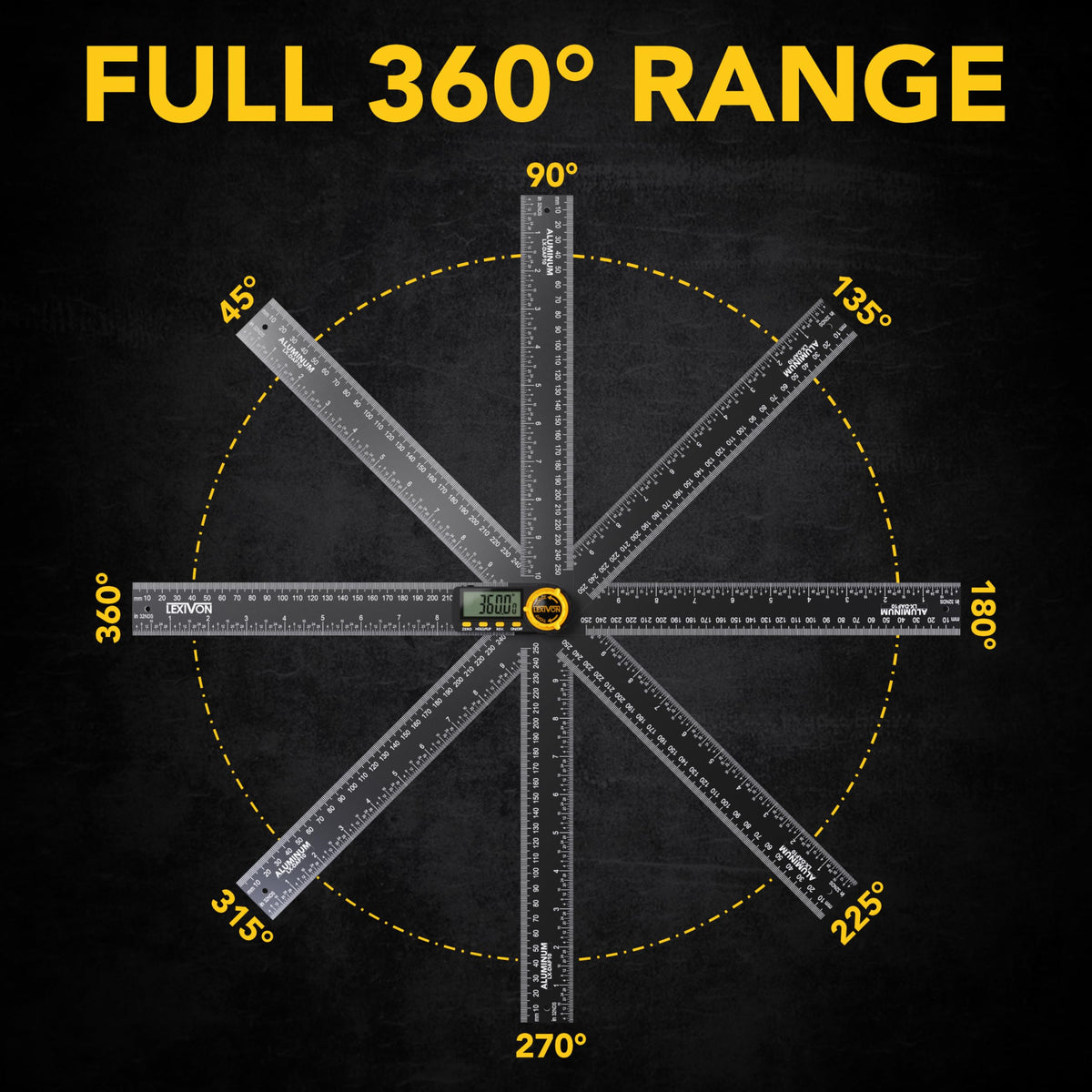 Aluminum Digital Angle Finder Gauge 10-inch 250mm Protractor F3741