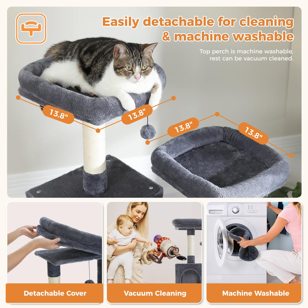 70 Inches Tall Dark Gray Cat Tree with 2 Condos G95260