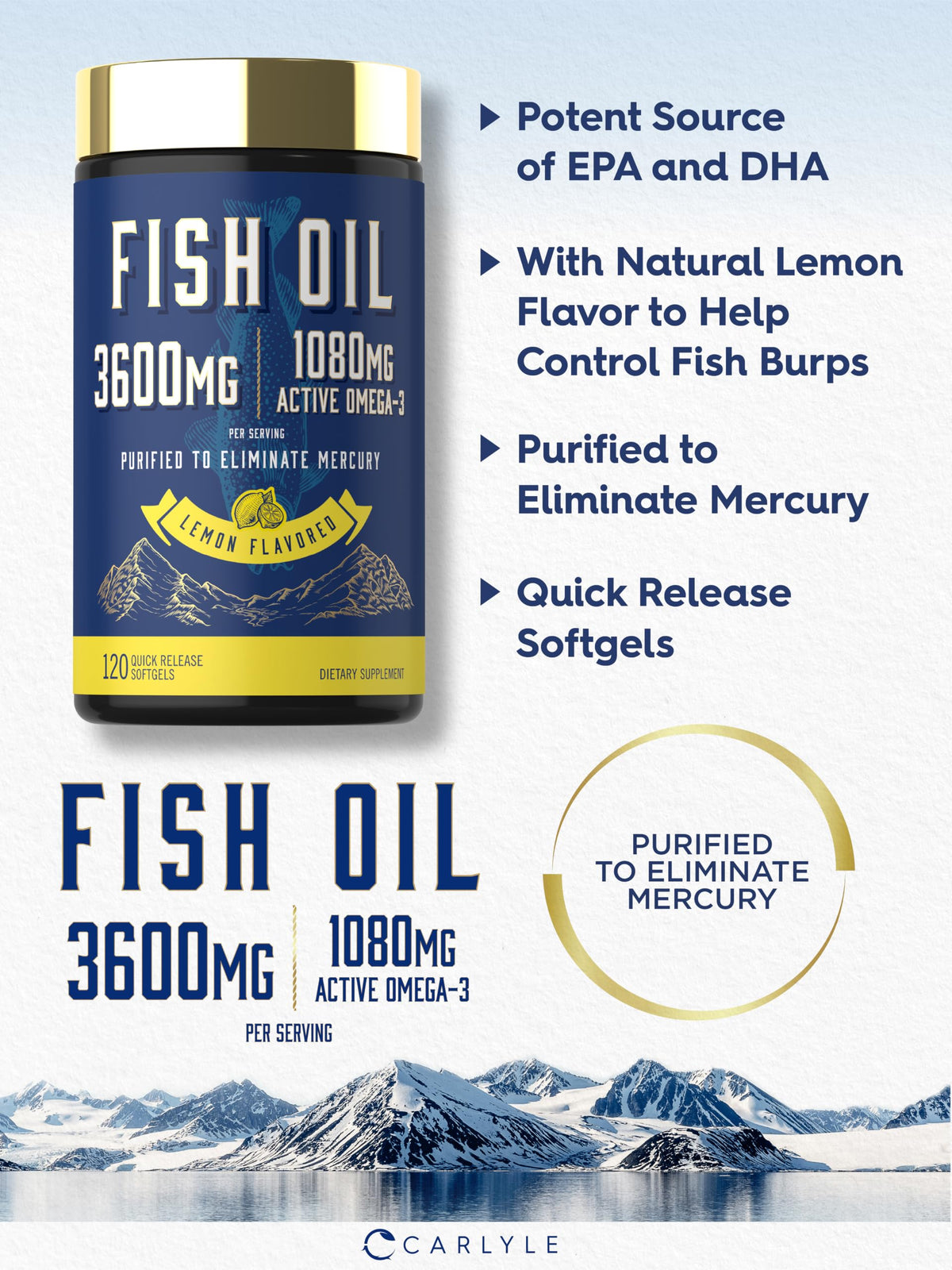 Fish Oil 3600mg 1080mg Omega 3 120 Count Z840797