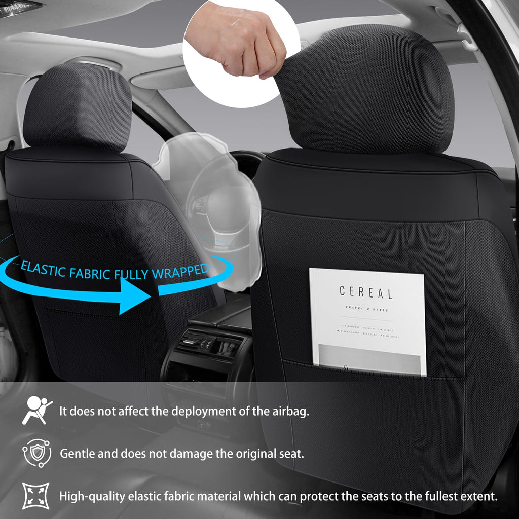 Black Leather 5-Seats Car Seat Covers O7734