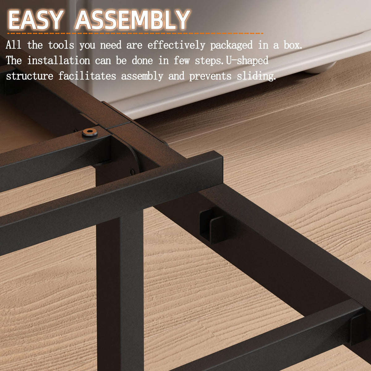 Black Full Bed Frame with Headboard H8083