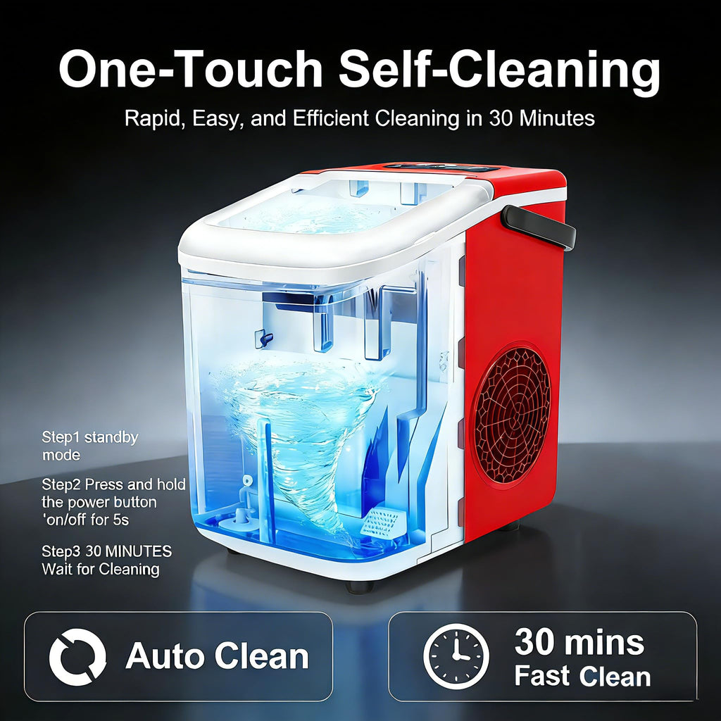Portable Countertop Ice Maker with Self-Cleaning, 26lbs/24H A7638