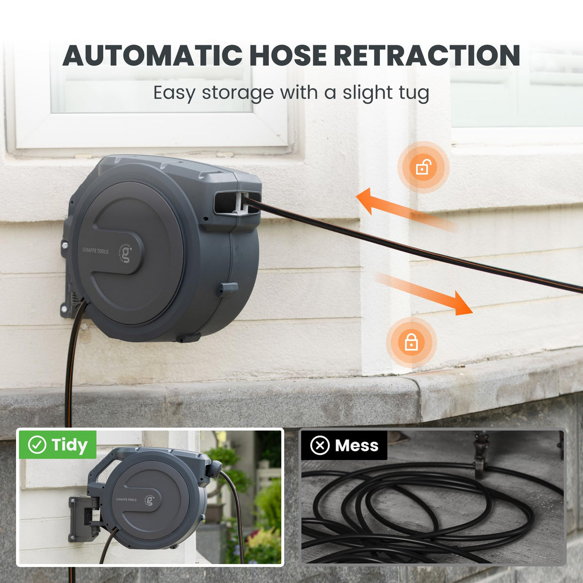 1/2" 100FT Retractable Garden Hose Reel L602395