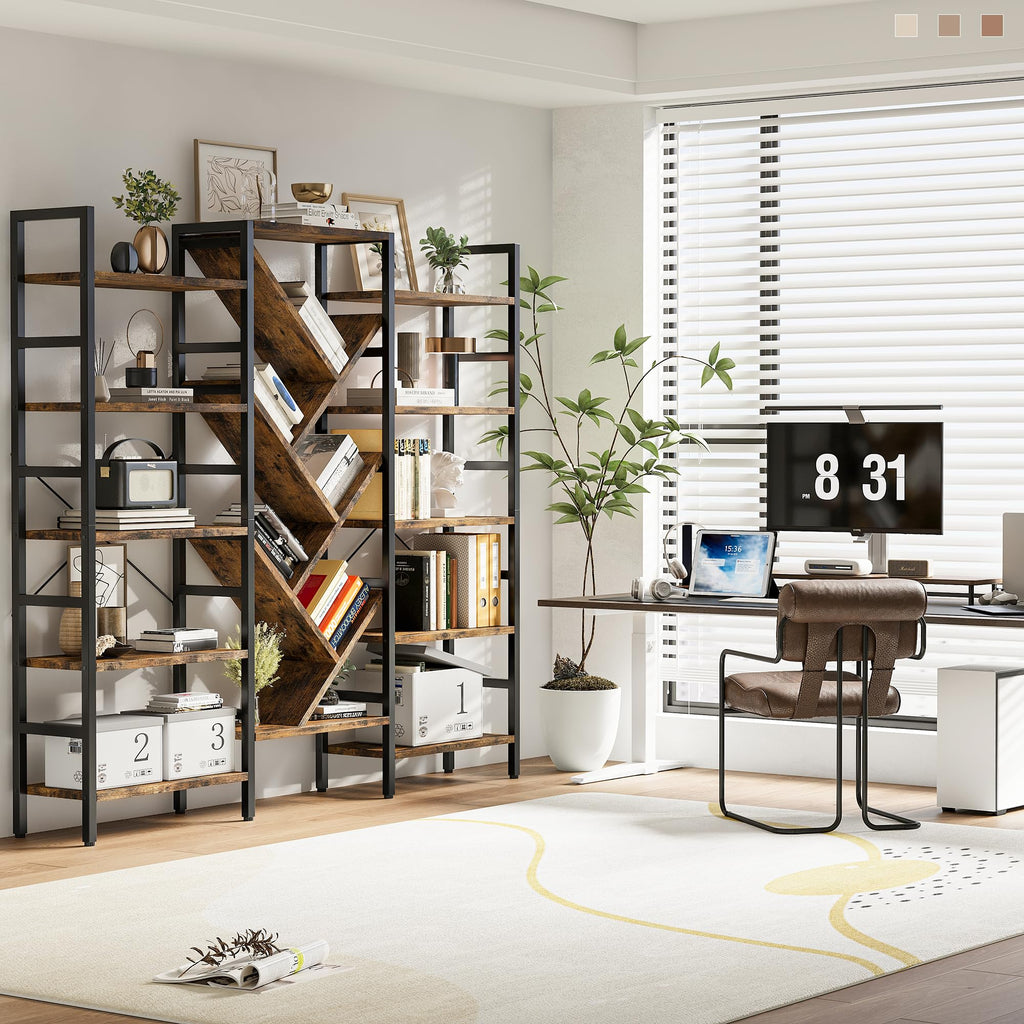 70x70 5 Tier Wooden Bookcase with 17 Open Shelf K385