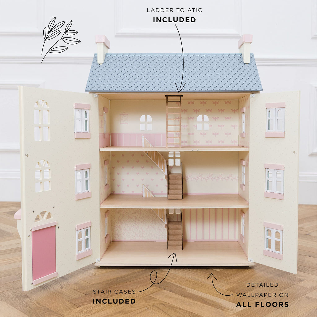 4 Storey Wooden Doll House Play Set Q50439