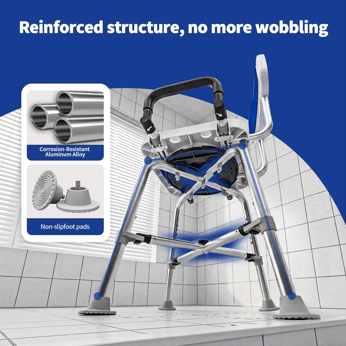 360° Swivel Shower Chair, 500 lbs Capacity, Height Adjustable M510771