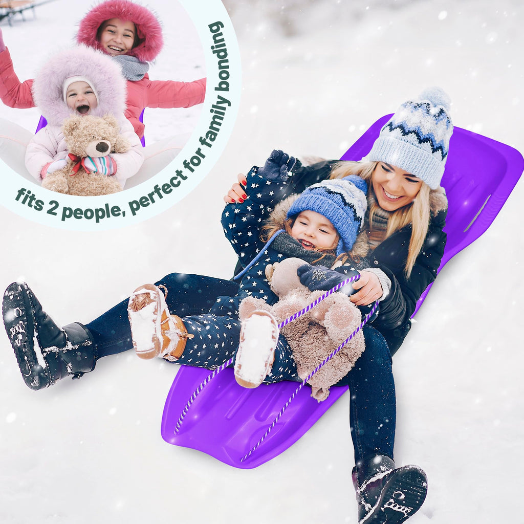 Flexible Plastic Toboggan Snow Sled with Pull Rope and Handles T859927