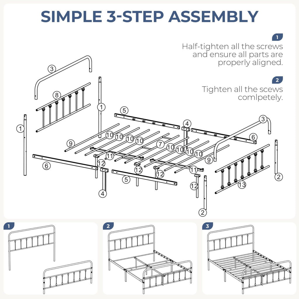 Queen Metal Platform Bed Frame E286